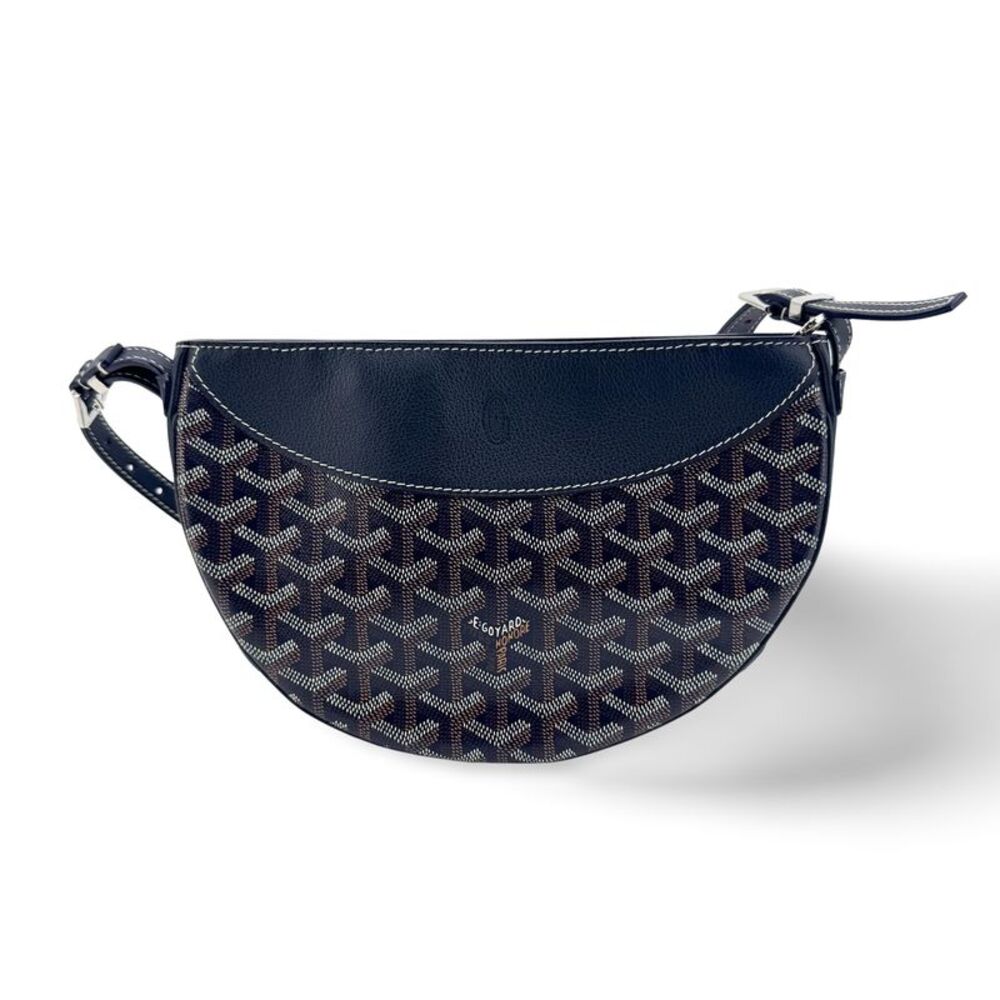 Goyard Hirondelle Coated Canvas And Leather Navy Canvas Shoulder Bag Bag